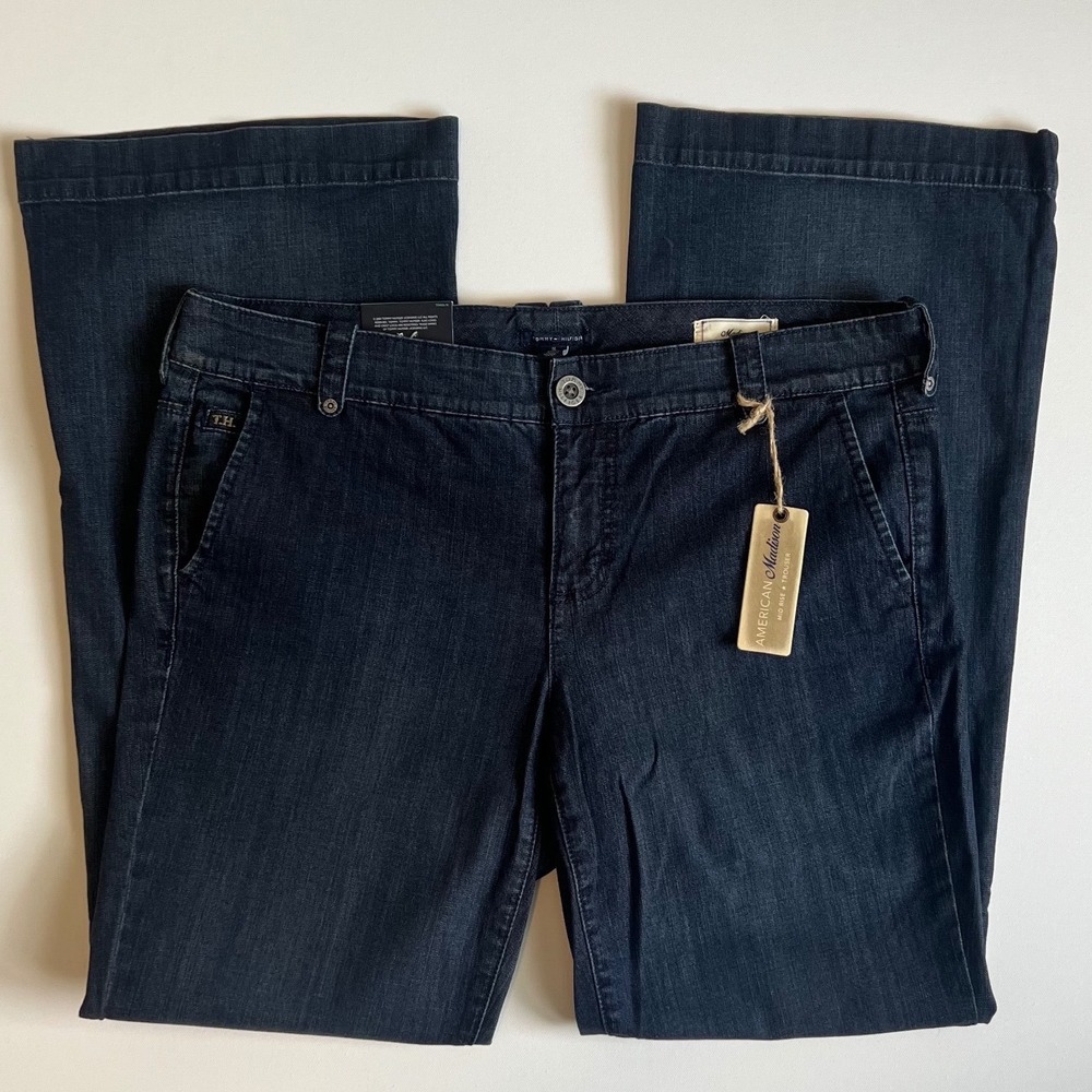 Tommy Hilfiger American Madison Mid Rise Trouser Jeans Dark Wash Wide Leg 16